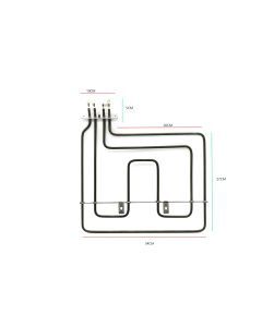 262900064 Euromaid/Beko Grill Heating Element (1100+1100W) 230V